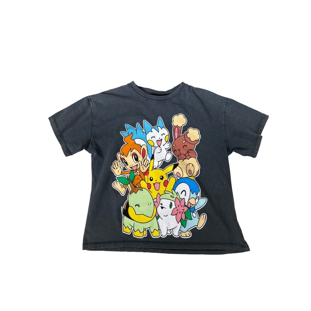 Zara Kids Pokemon Graphic T-Shirt Heather Gray Pikachu Piplup Size 7 122cm